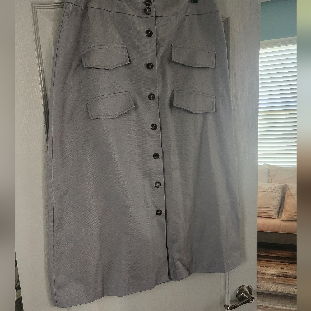 Anthropologie Mare X Utility Gray Midi Skirt - Picture 5 of 6